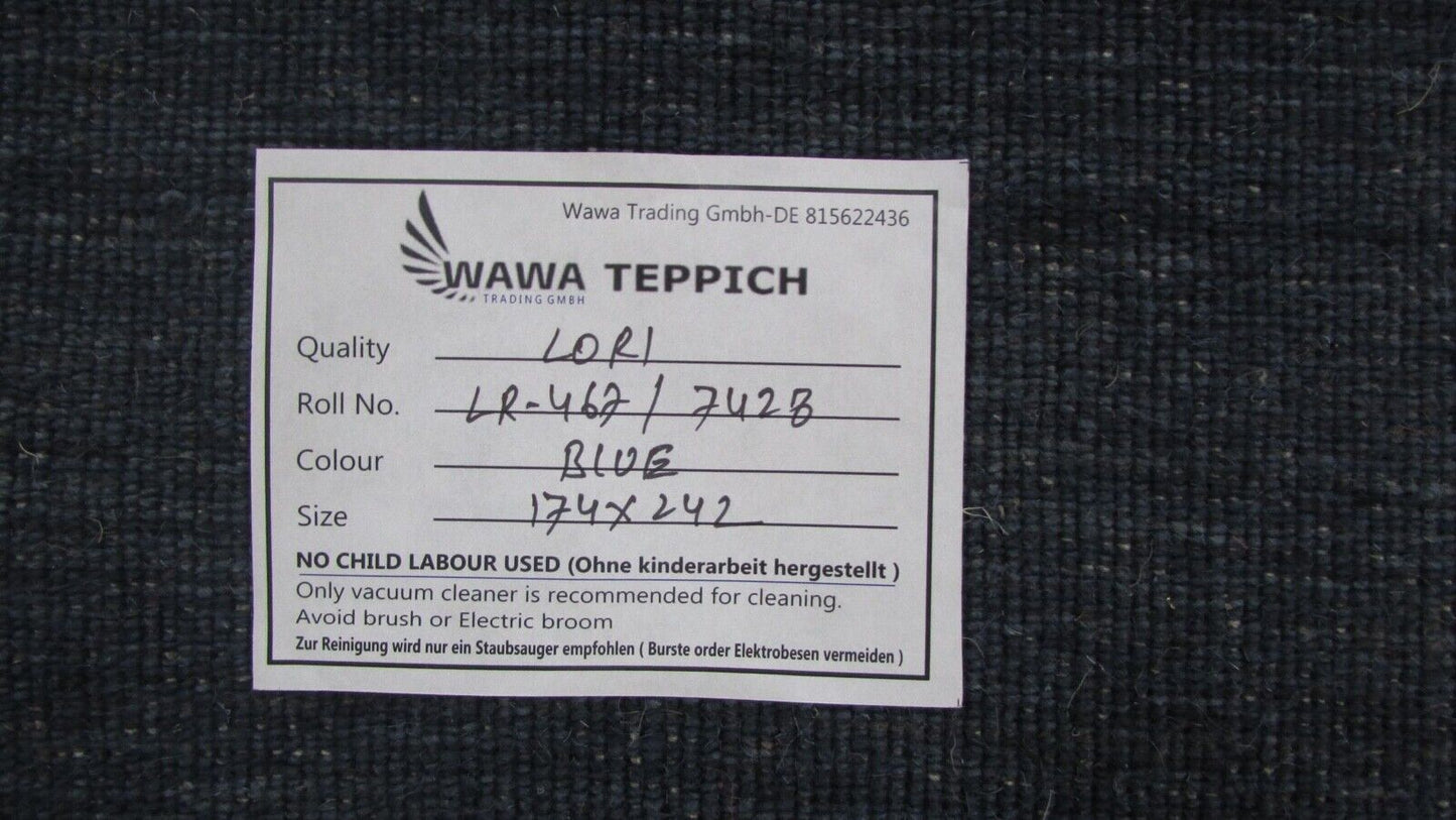 Blau Gabbeh Teppich 100% Wolle 170x240 cm Orientteppich Handgewebt Lr466
