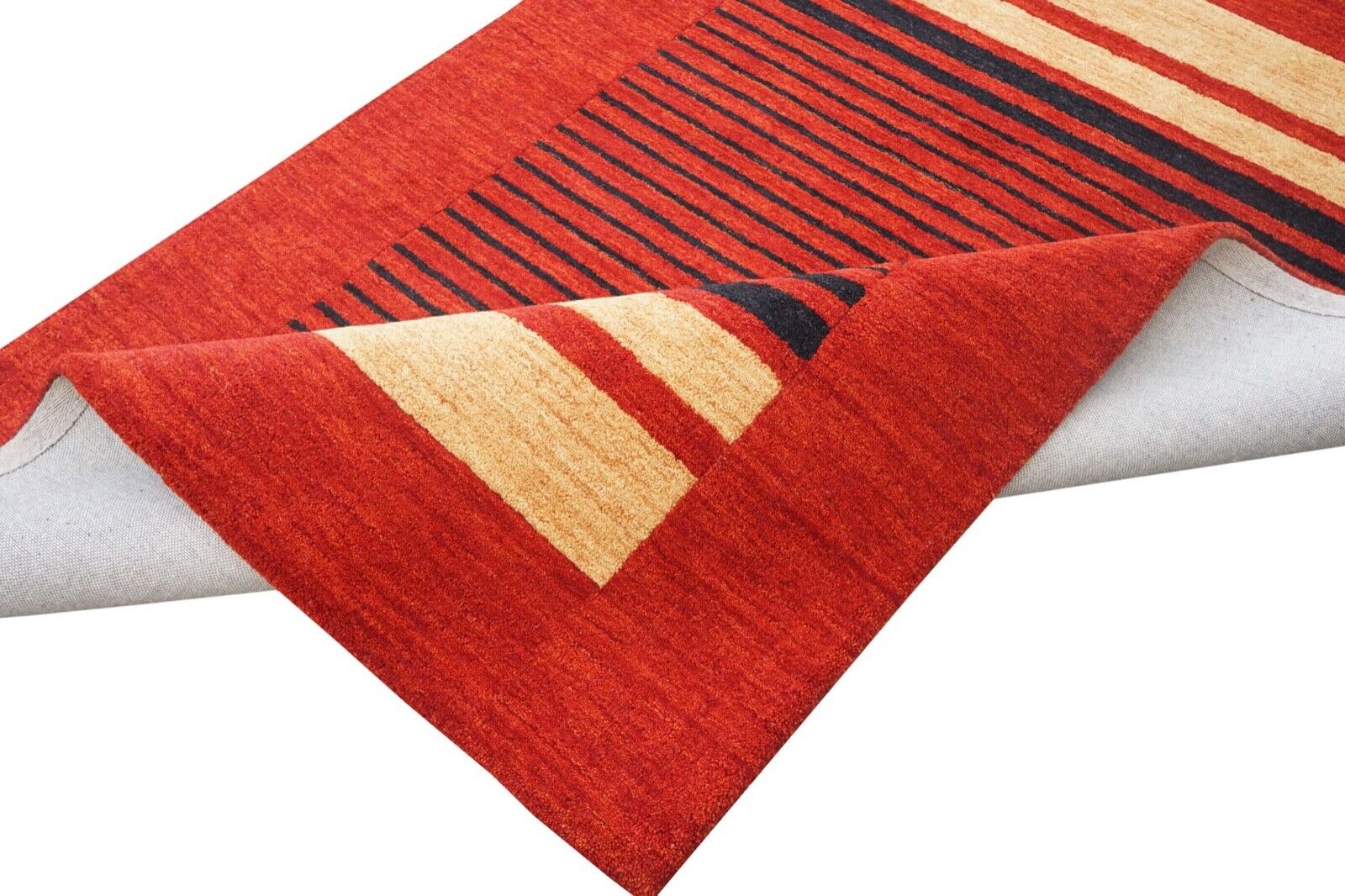 Rot Orange Beige 140X200 cm Teppich 100% Wolle Orientteppich Handgetuftet HT619