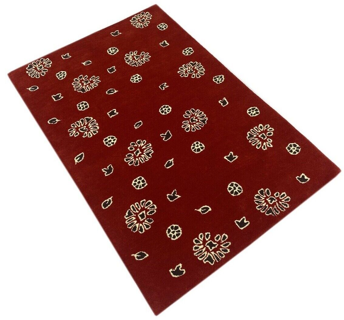 Rot Designer Teppich 100X150 CM Handarbeit 100% Wolle Handgetuftet WT2
