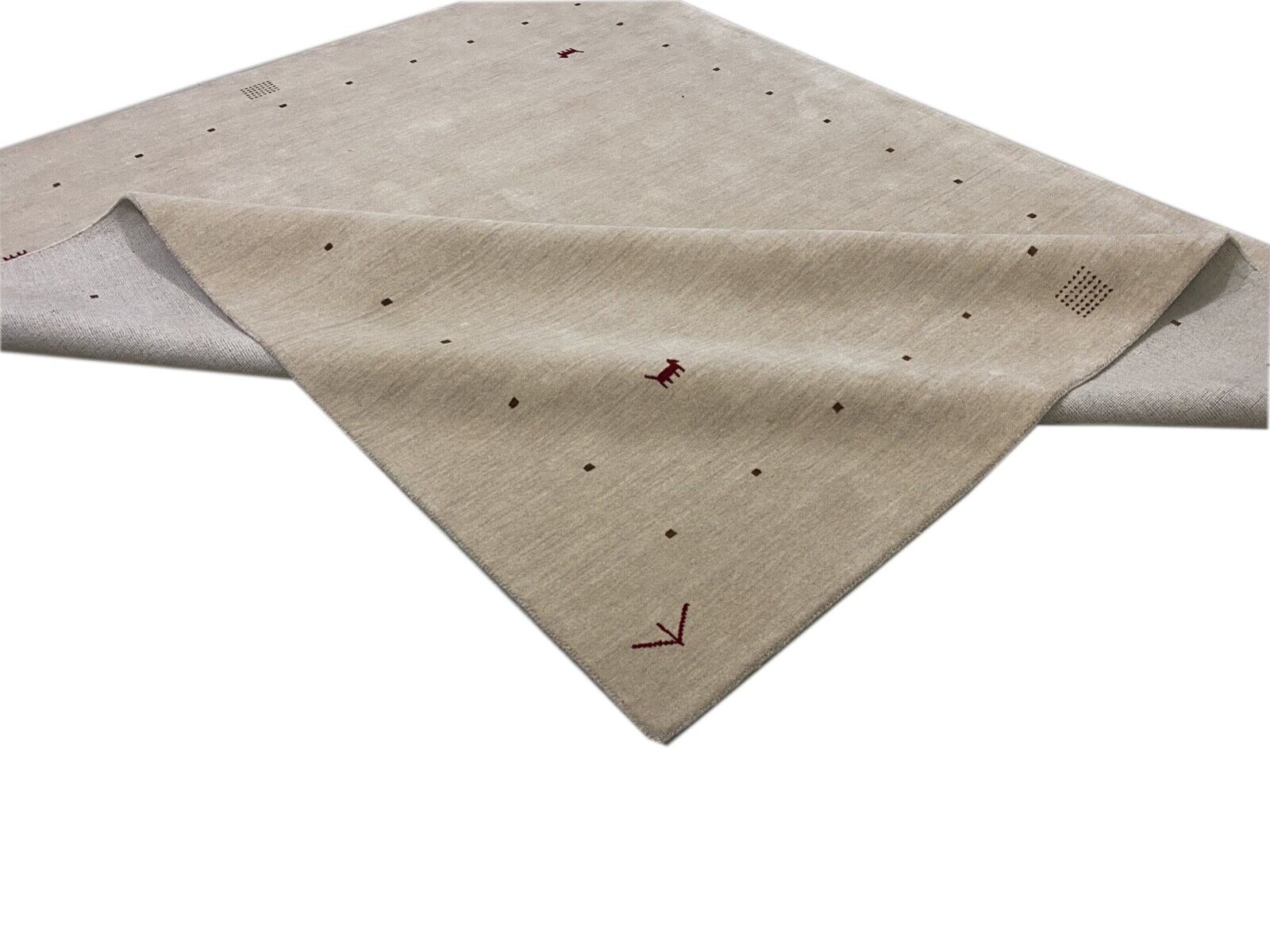 Beige Teppich 100% Wolle einfarbig gefärbt 250X300 cm Gabbeh Handgewebt  G84T1