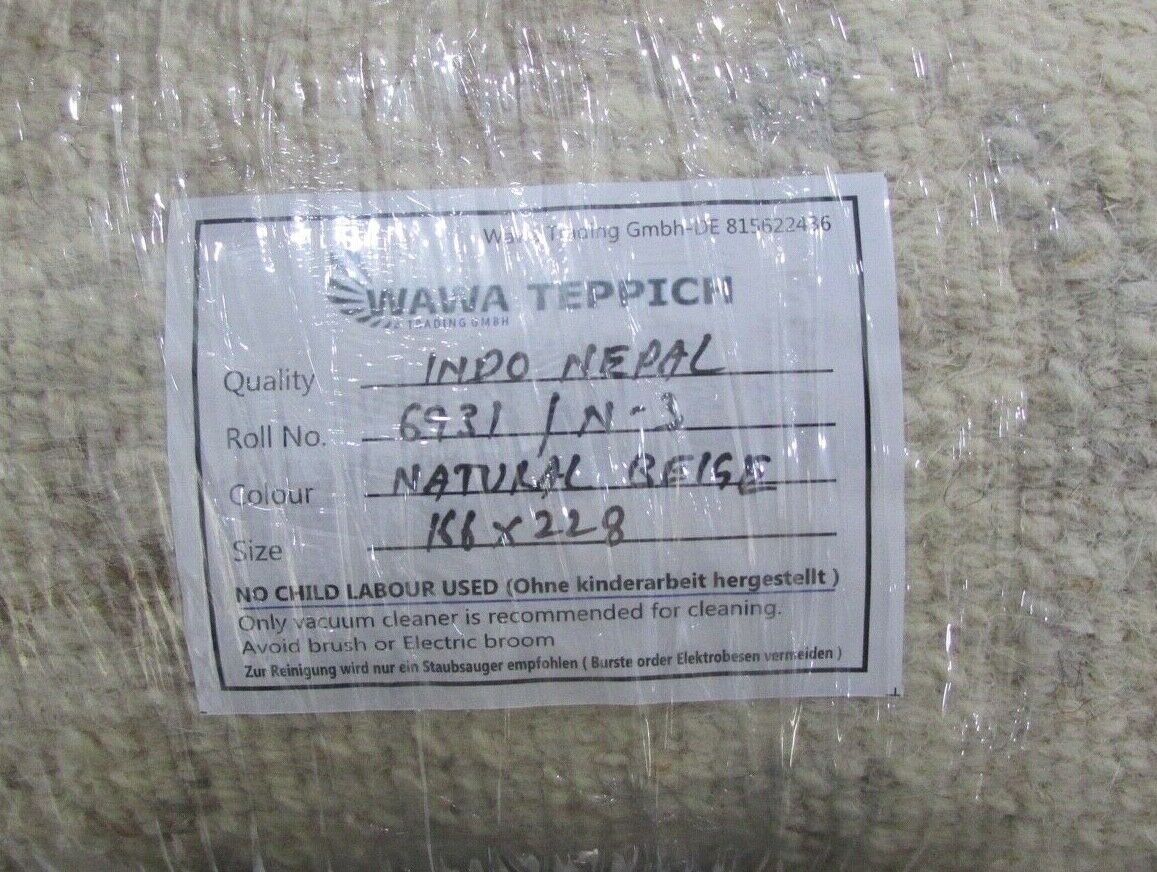 Nepal Teppich Handgeknüpft Beige Braun 100% Wolle Orientteppich 166x228 cm N-3