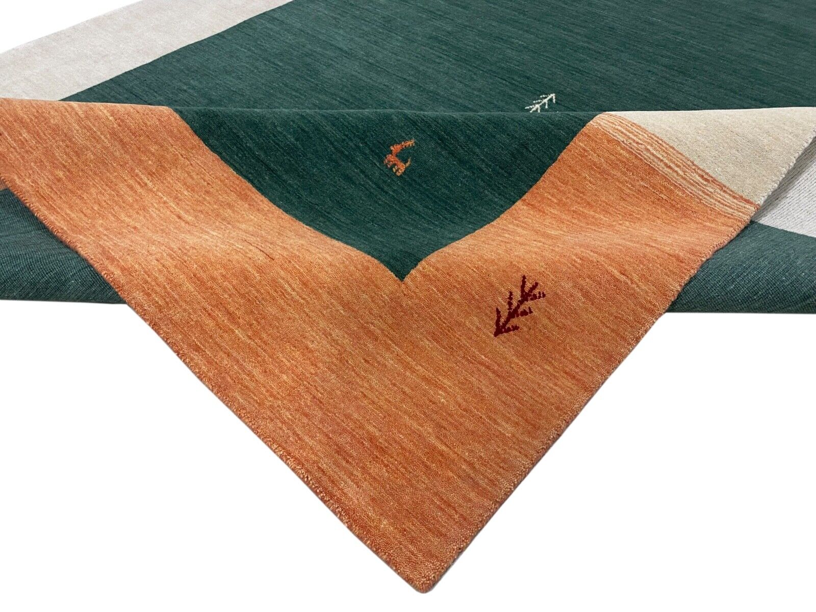 Orientteppich Gabbeh Grün Loom Teppich Handgefertigt 100% Wolle 200X300 CM