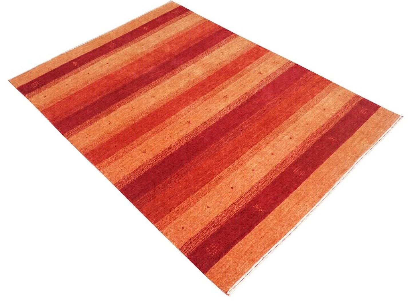 Gabbeh Teppich Rot Orange 100% Wolle 142x198 cm Handgewebt Lori Lr451