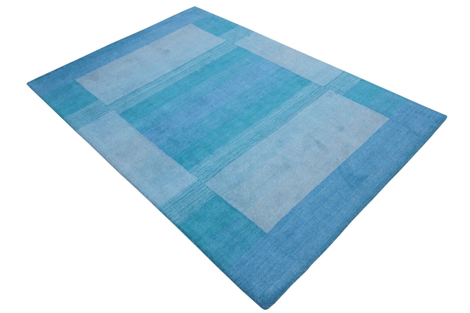 Teppich 100% Wolle Blau 160X230 cm Orientteppich Handgetuftet HT371U