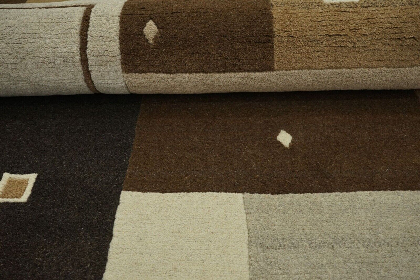 Braun Beige Nepal Teppich Handgeknüpft 100% Wolle Orientteppich 200X300 cm N774