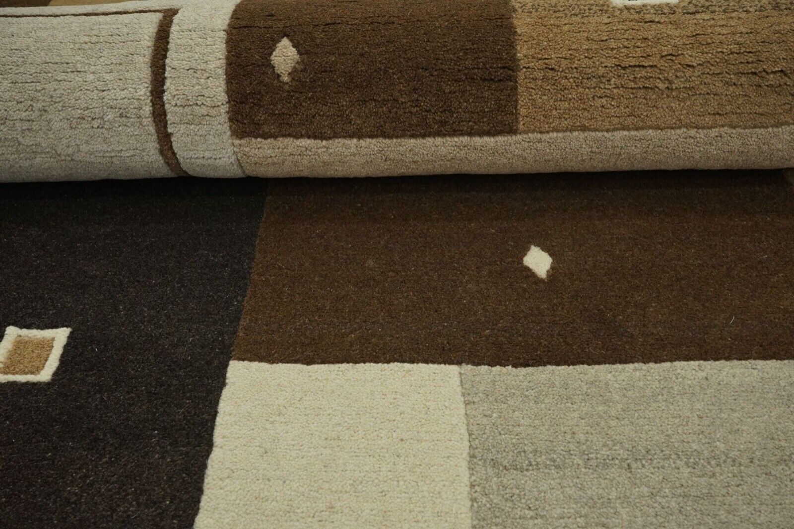 Tappeto Nepalese Beige Marrone Annodato a Mano Tappeto Orientale 100% Lana 200X300 cm N774