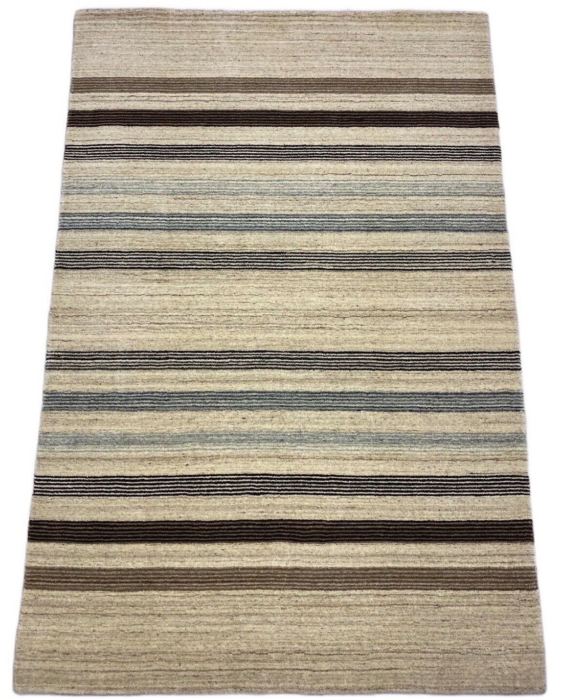 Teppich Gabbeh Beige Grau Braun 100% Wolle lori Handgewebt 125x187 cm S127