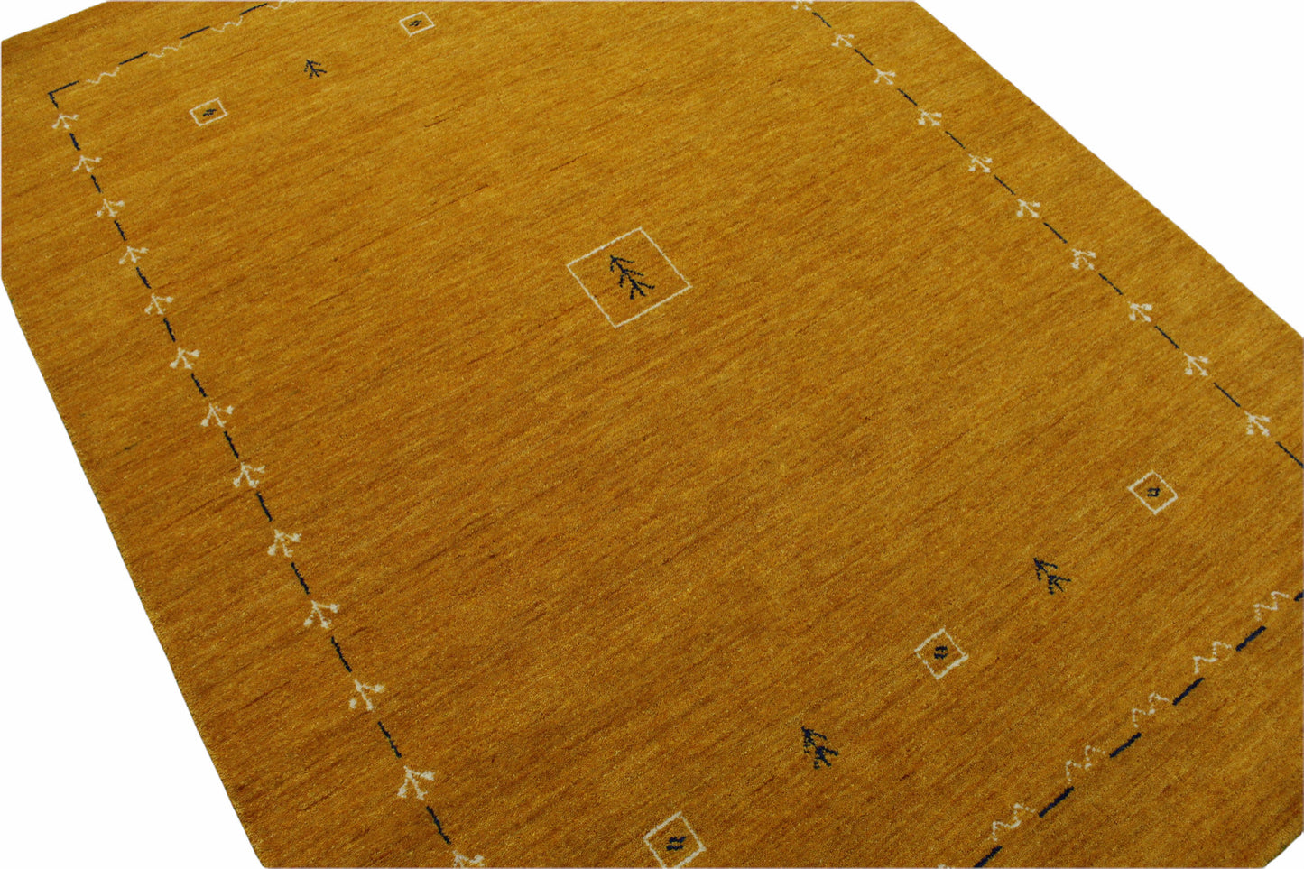 Wohnzimmer Gold Gabbeh Teppich 100% Wolle 170x240 cm Orient Handgewebt W2