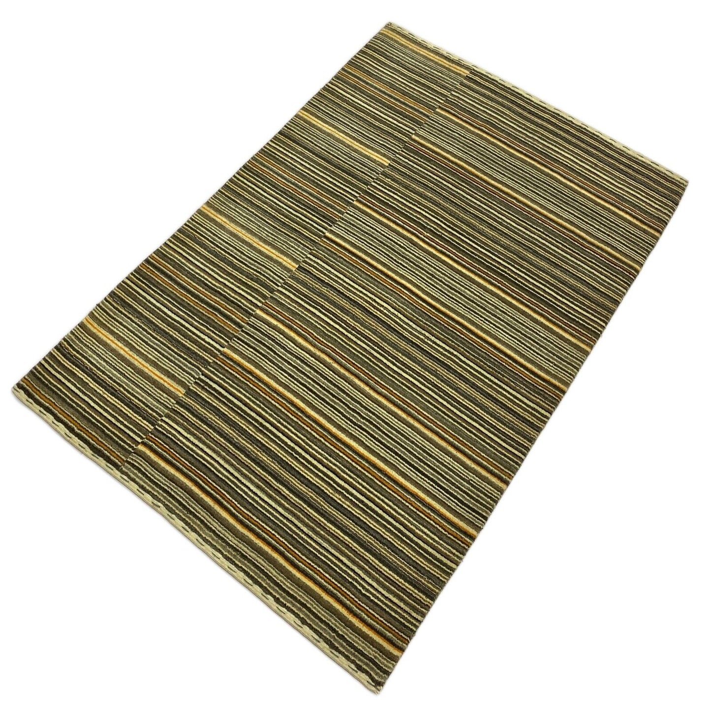 Teppich 100% Wolle Gabbeh Beige Braun Grau  loom lori Handgewebt 128x186 cm S89