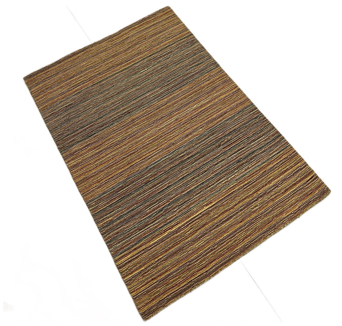 Bunt Teppich 100% Wolle Lori Handgewebt Orange Wolle 120x180 cm S90