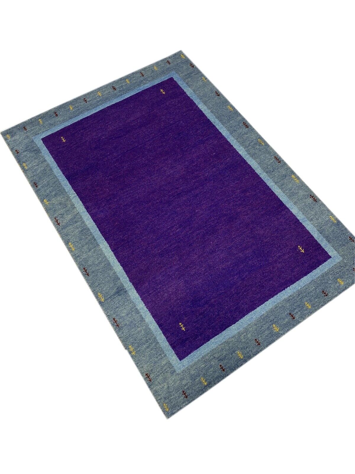 Lila Gabbeh Teppich 100% Wolle Blau Handgeknüpft 168X238 cm WR31