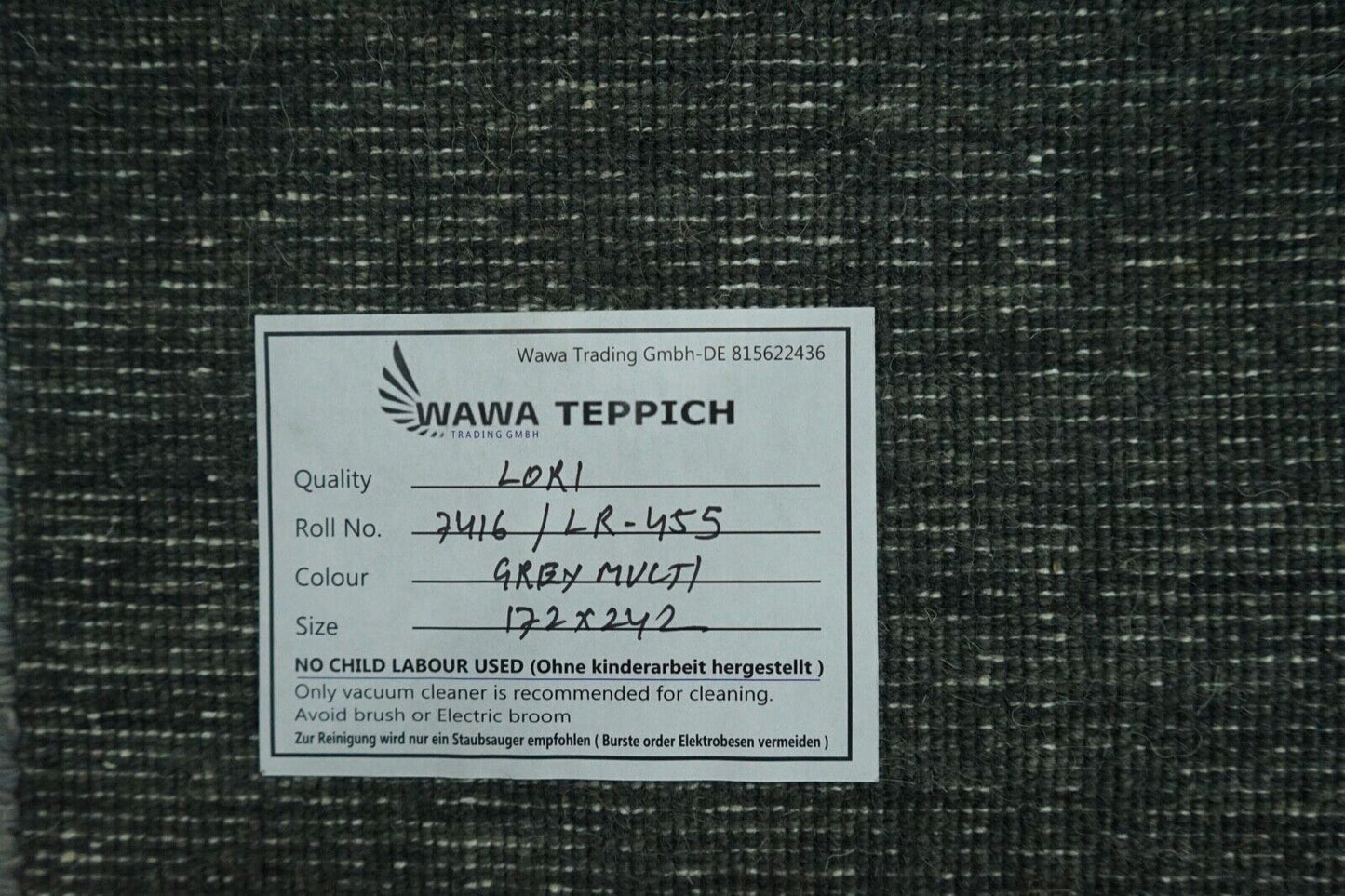 Gabbeh Teppich Grau Beige 100% Wolle 170x240 cm Handgewebt Orientteppich Lr454