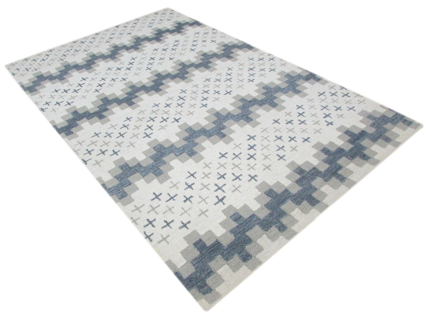 Grau Beige Teppich 100% Wolle 160X230 cm Handarbeit Handgetuftet T863