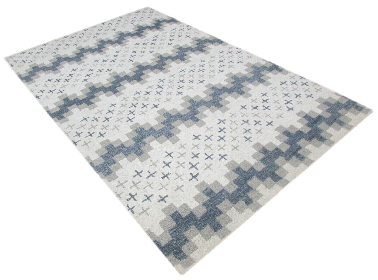 Tappeto Grigio Beige 100% Lana 160X230 cm Fatto a Mano T863