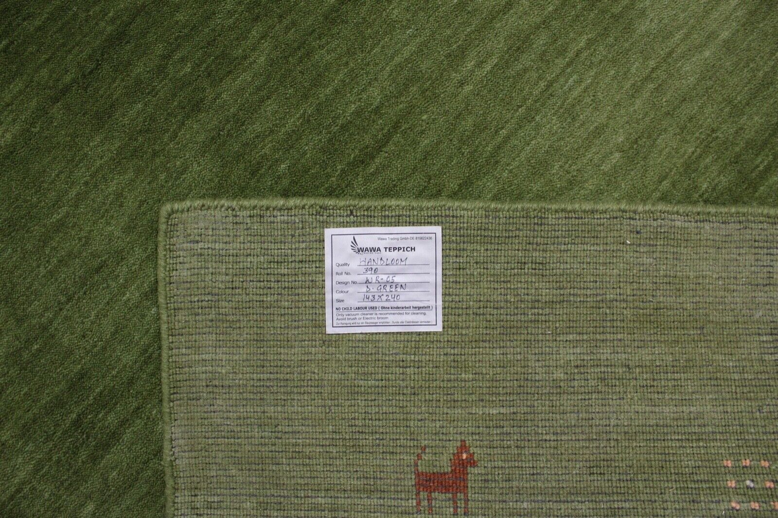 Grün Gabbeh Teppich 100% Wolle 143x240 cm Orientteppich Handgewebt WR5