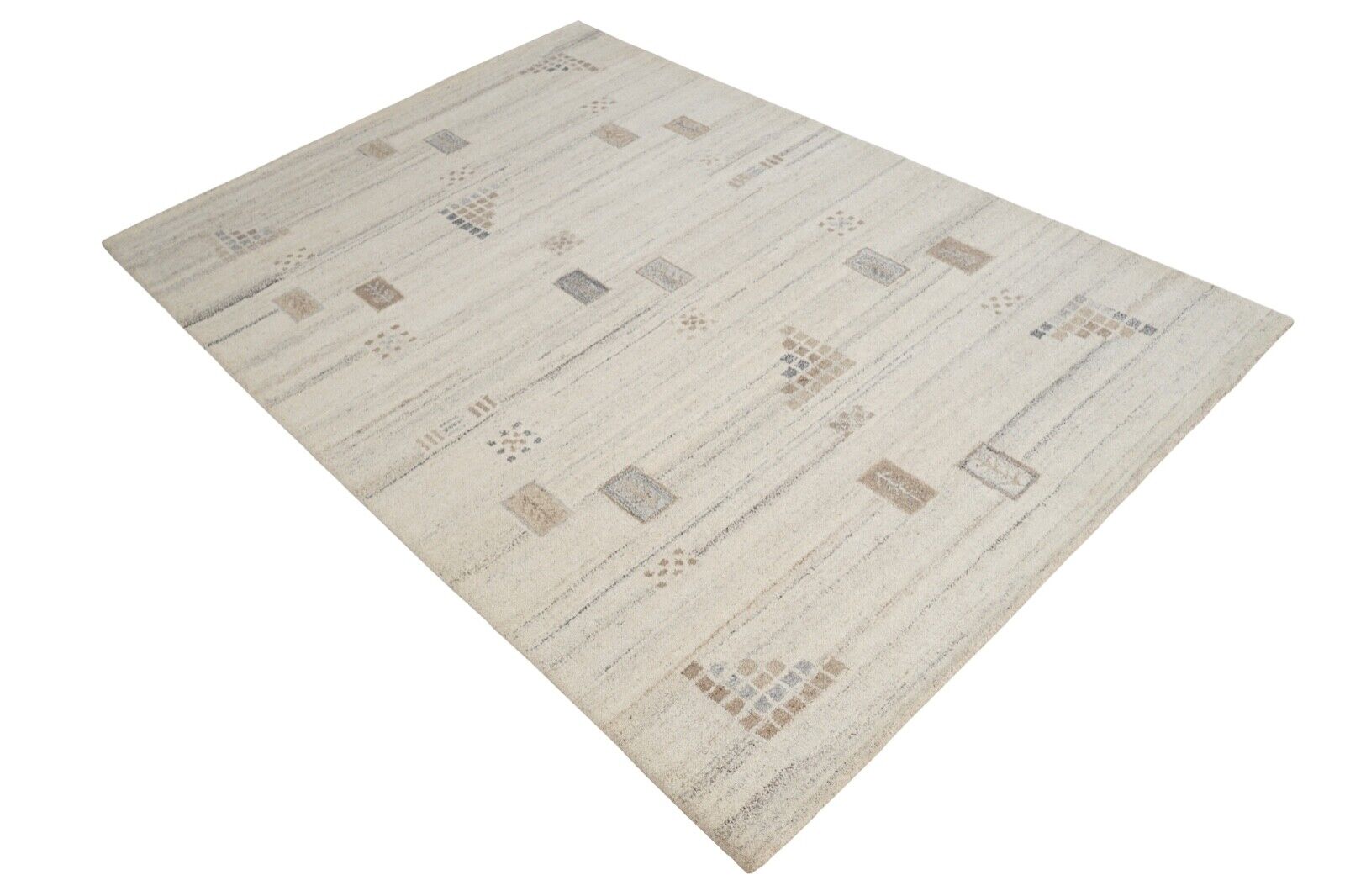 Teppich 100% Wolle Biege Grau 160X230 cm Orientteppich Handgetuftet HT358