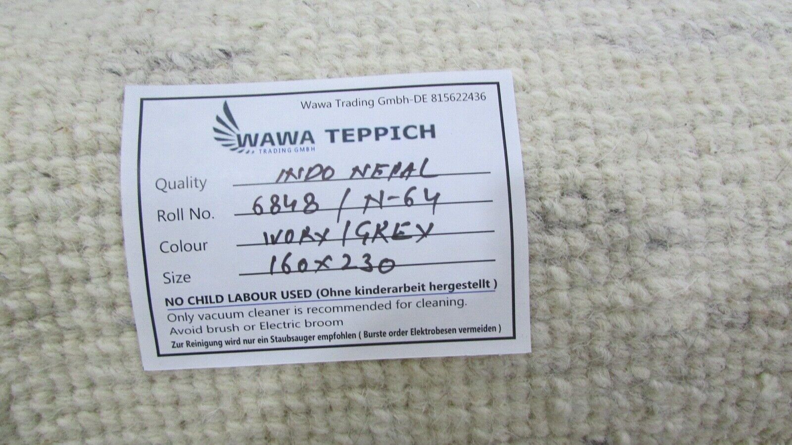 Nepal Teppich Handgeknüpft Grau Beige 100% Wolle Orientteppich 160x230 cm N-64