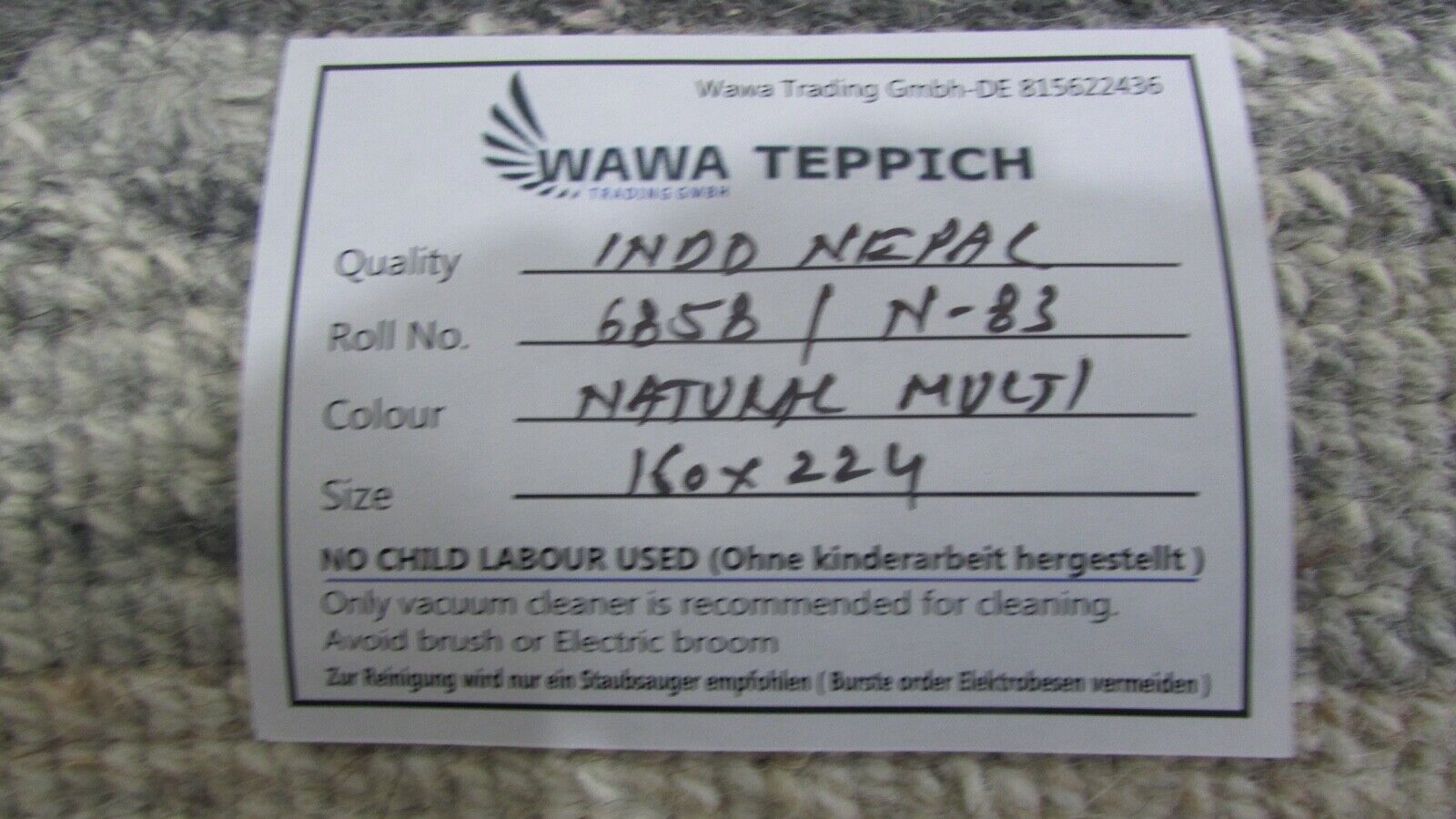 Nepal Teppich Handgeknüpft Braun Beige 100% Wolle Orientteppich 160x224 cm N-83