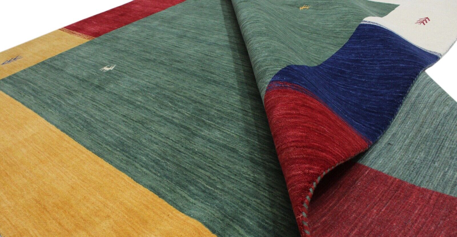 Orientteppich Gabbeh Grün Loom Teppich Handgefertigt 100% Wolle 250X300 CM