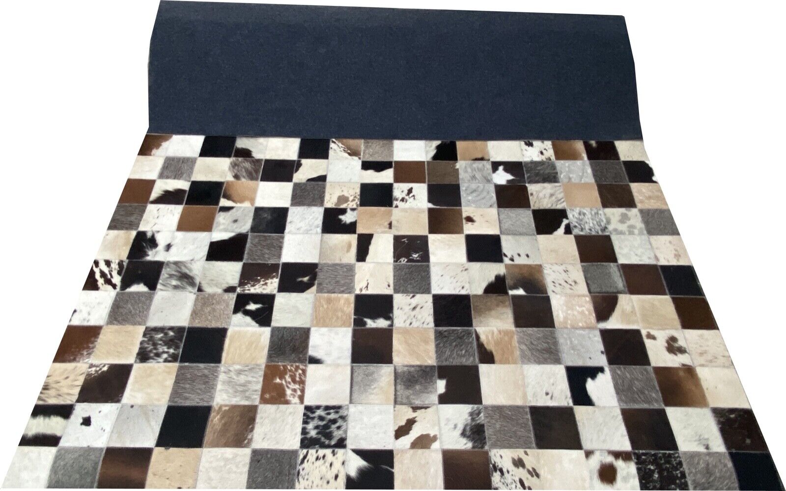 Echtleder Teppich 160x230 cm 100% Kuhfell Leder ivory Braun Beige Patchwork L11