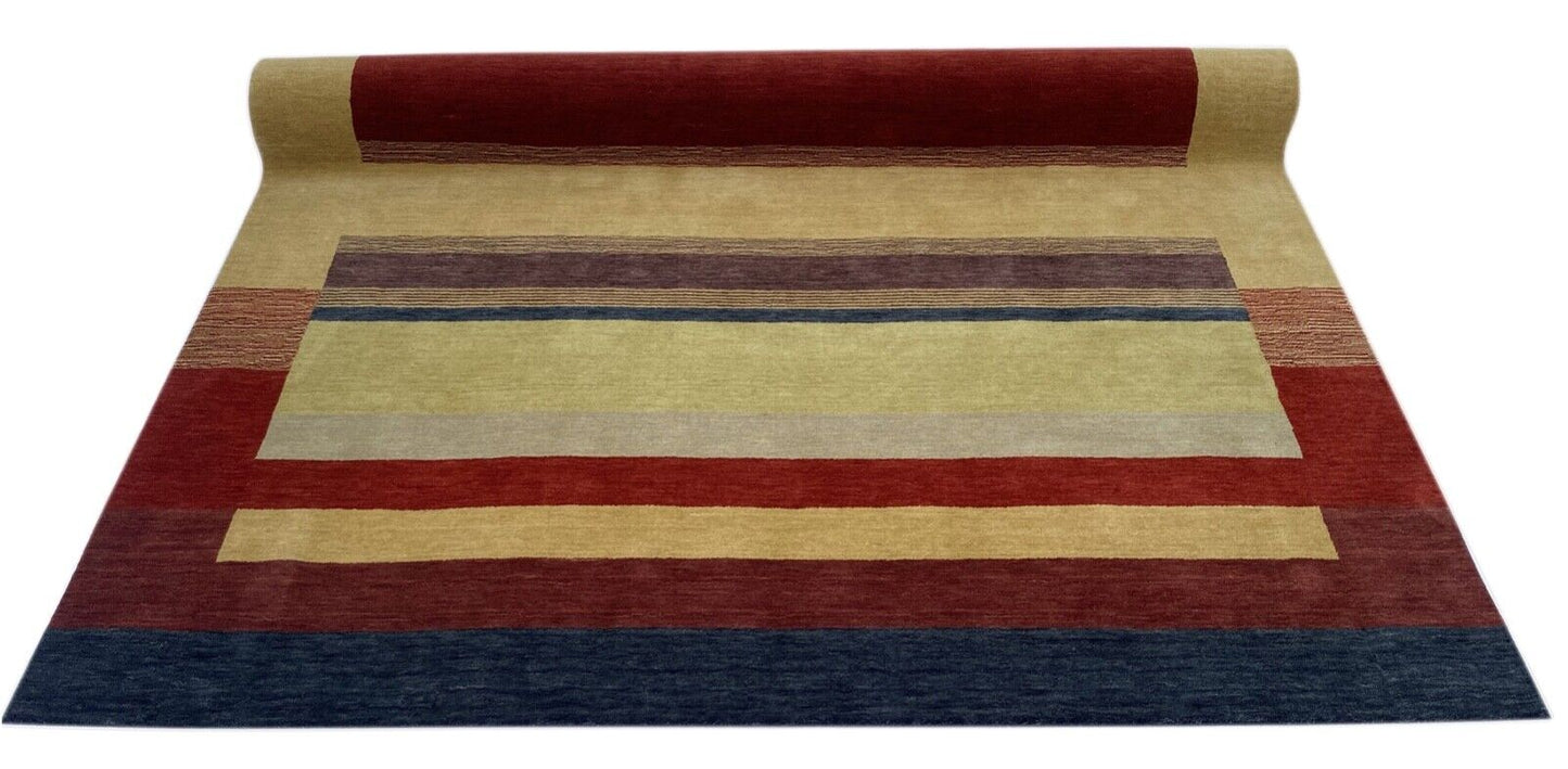 Teppich 100% Wolle 200x300 cm rot Beige grau Handgewebt Gabbeh Orientteppich