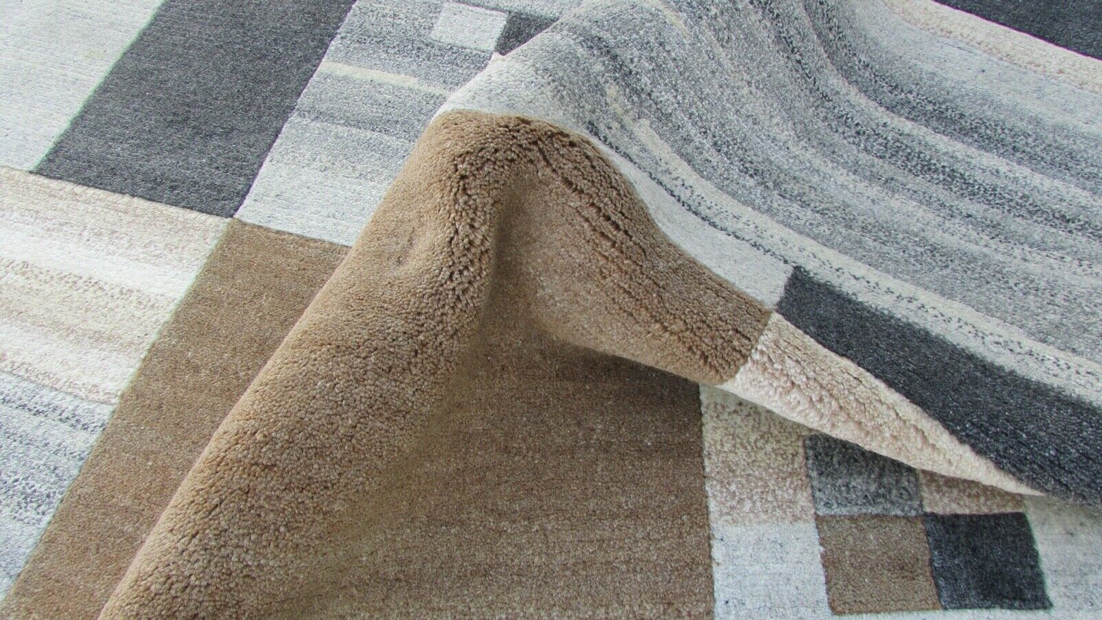 Nepal Teppich Handgeknüpft Braun Beige 100% Wolle Orientteppich 160x224 cm N-83