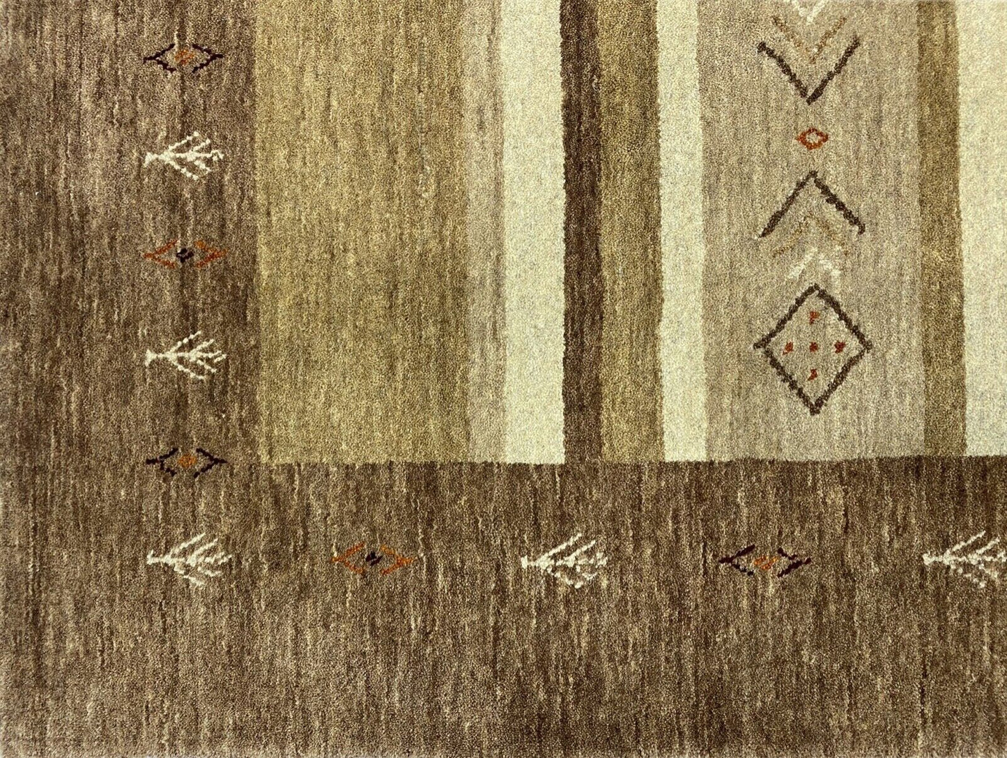 Wohnzimmer Gabbeh Teppich 100% Wolle Beige Braun 170x236 cm Handgewebt WR74
