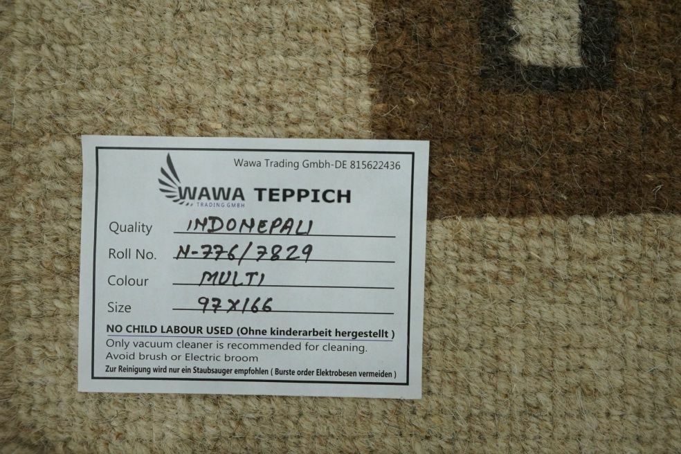 Nepal Teppich 100% Wolle Handgeknüpft Beige Braun 97X166 cm Orientteppich N776