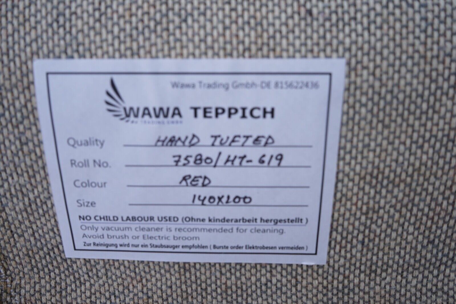 Rot Orange Beige 140X200 cm Teppich 100% Wolle Orientteppich Handgetuftet HT619