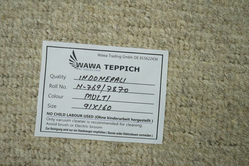 Nepal Teppich Handgeknüpft Grau Beige Braun 90X160 cm Wolle Orientteppich N769