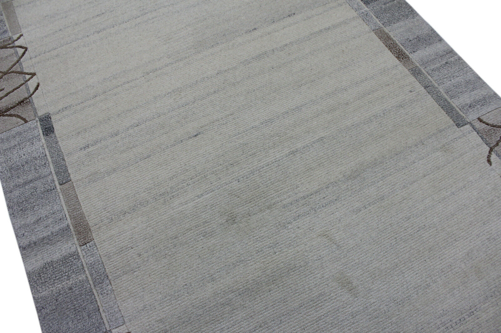 Nepal Teppich Handgeknüpft Beige Grau 100% Wolle Orientteppich 163x233 cm N69