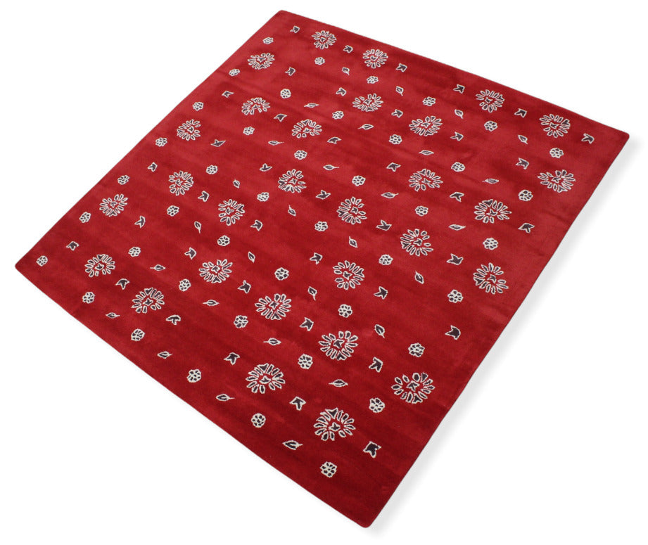 Rot Teppich 200X200 CM 100% Wolle Handarbeit Designer Orientteppich WT2