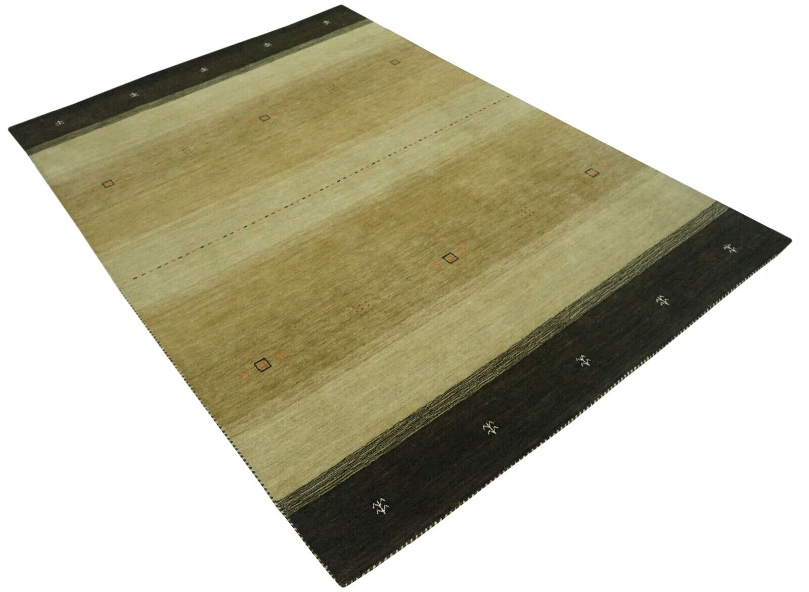 Gabbeh Teppich Béžová Braun 100% Wolle 170x240 cm Handgewebt Lr653