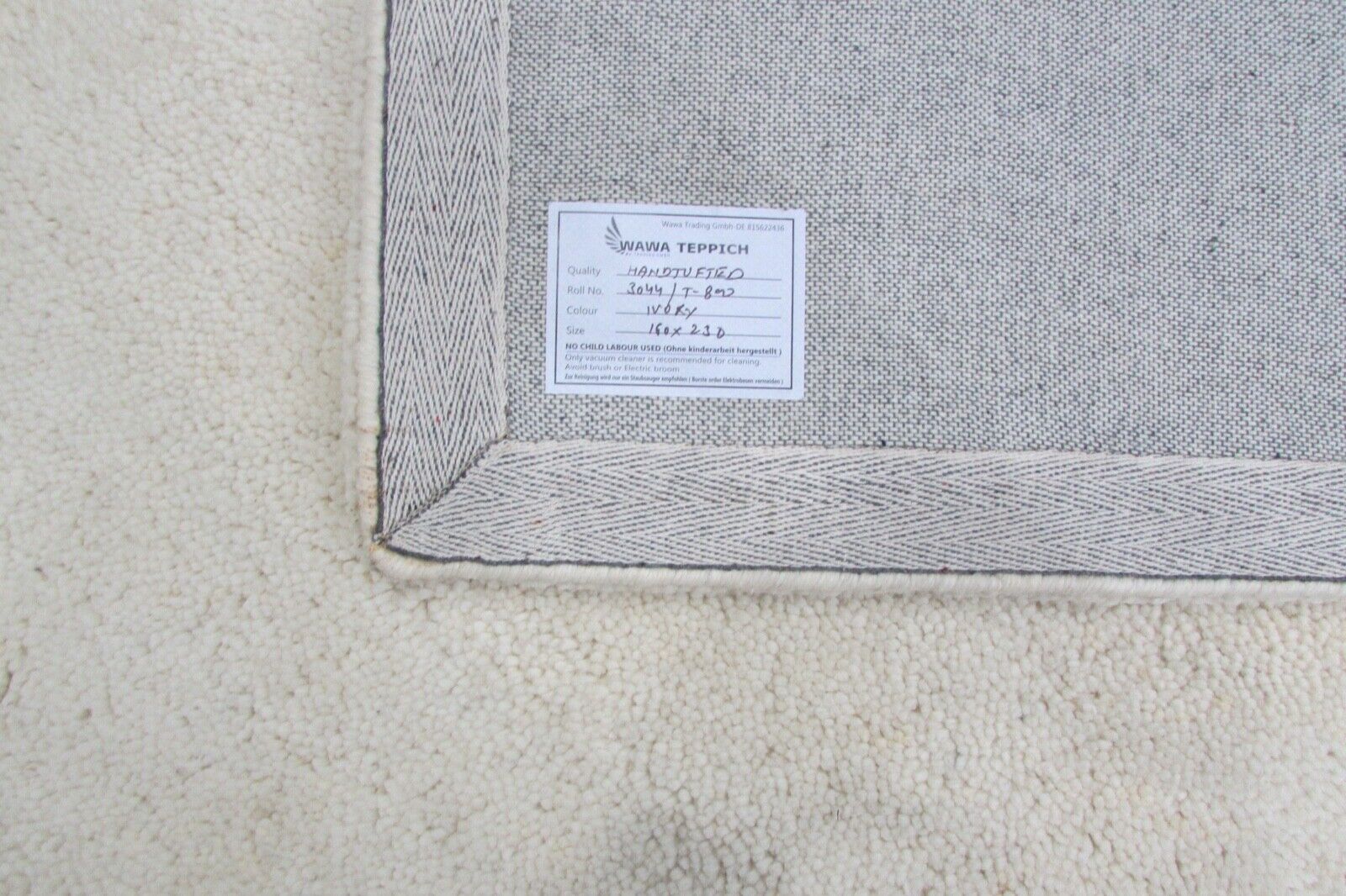 Tæppe 100% uld 160x230 cm beige orientalsk tæppe håndtuftet T800 