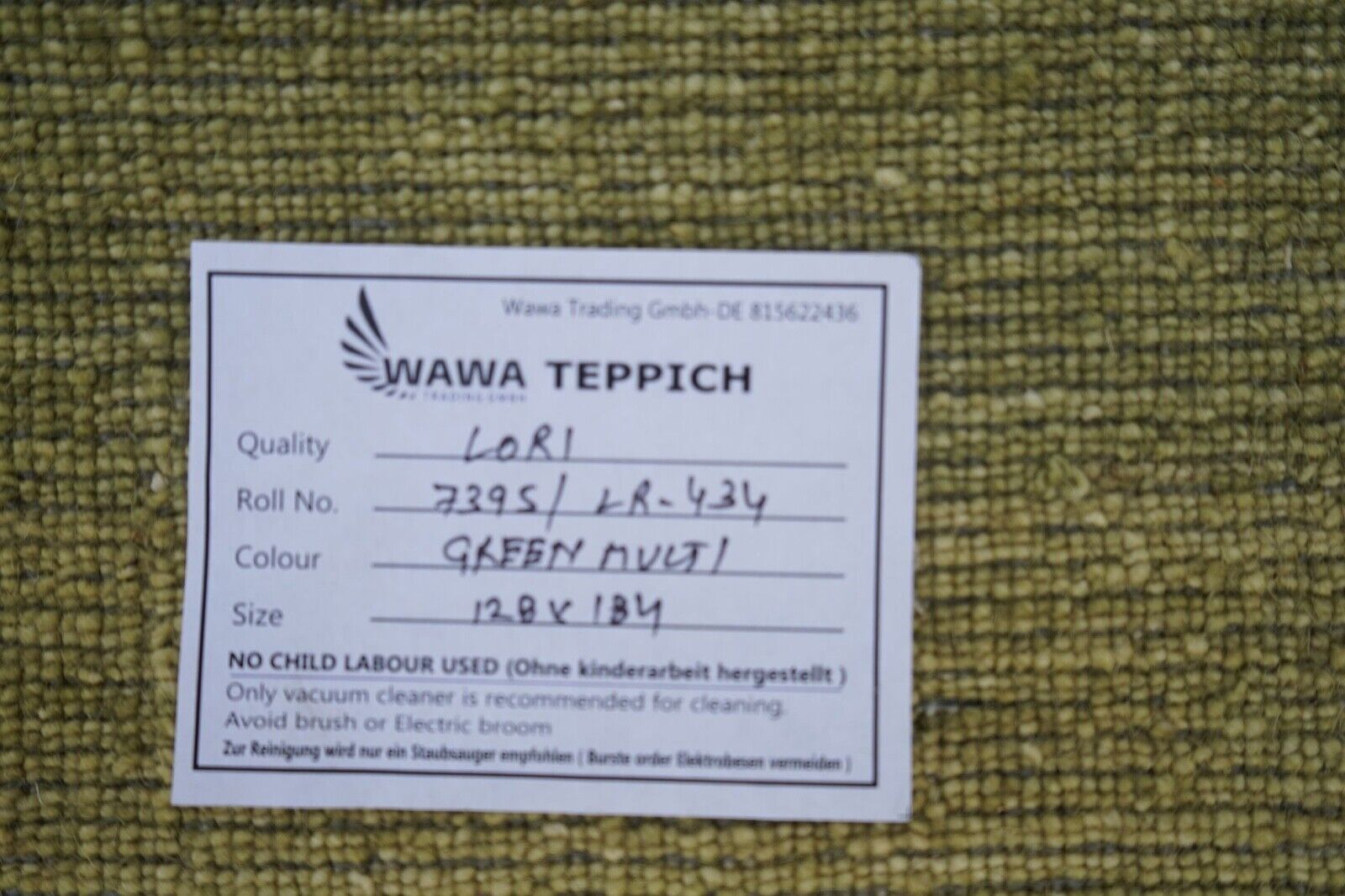 Grün Beige Teppich Handgewebt 100% Wolle 124x180 cm Orientteppich Lori Lr434
