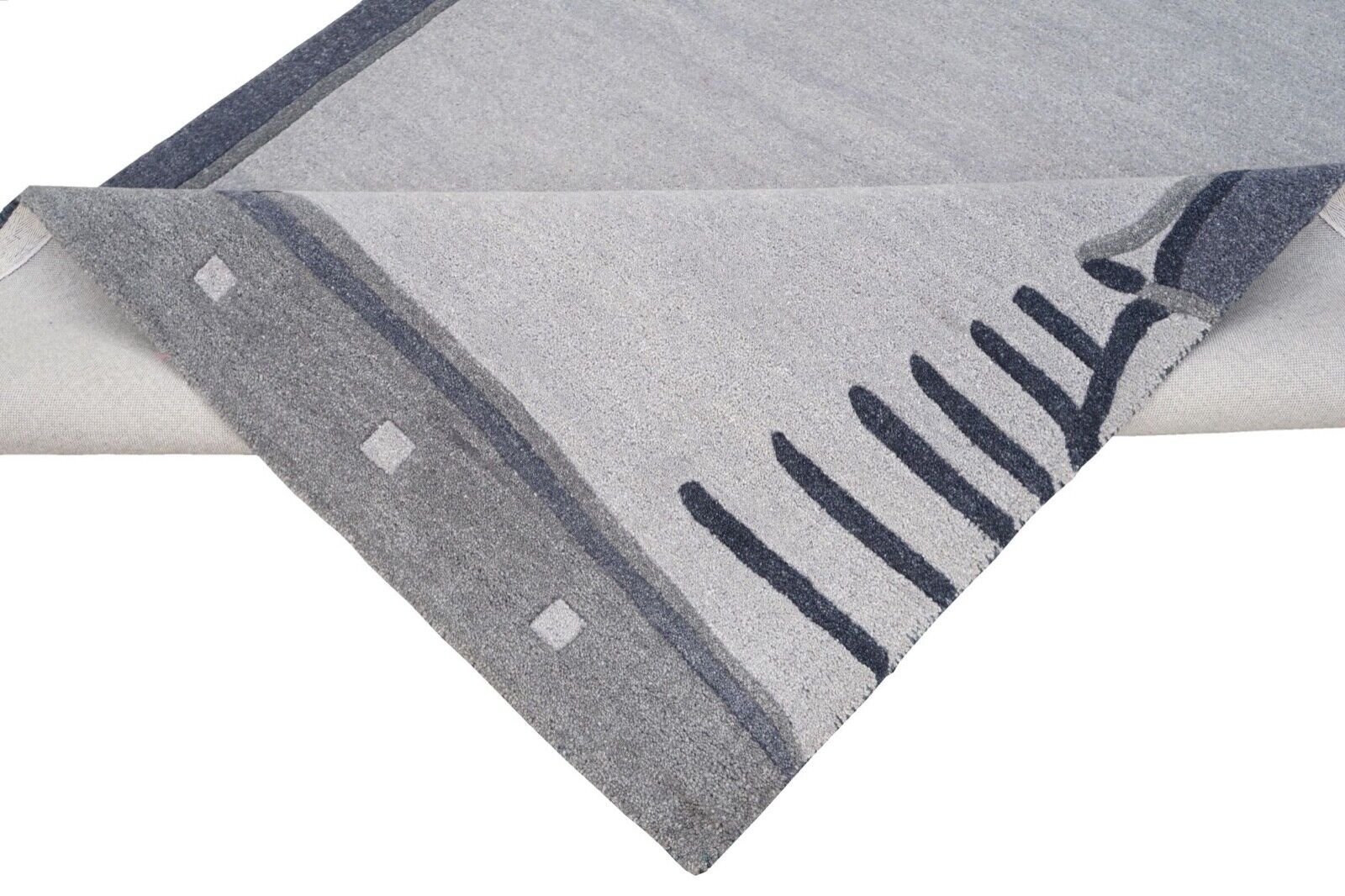 Teppich 100% Wolle Hell Grau 160X230 cm Orientteppich Handgetuftet HT215