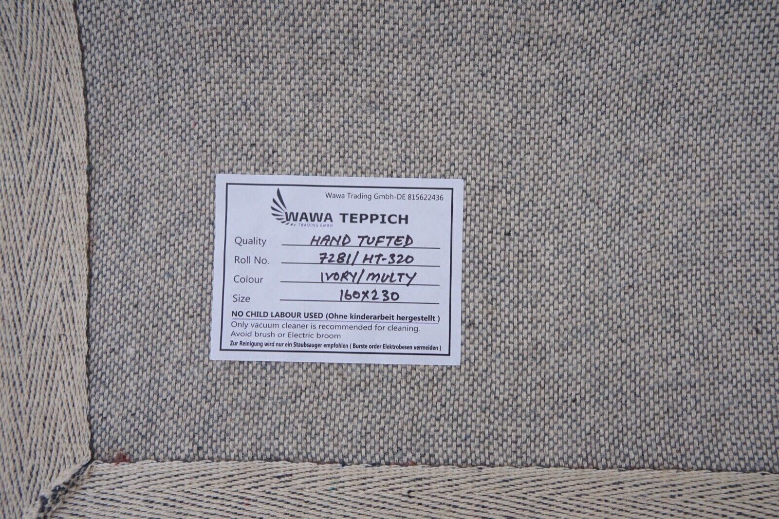 Teppich 100% Wolle Beige Braun 160X230 cm Orientteppich Handgetuftet HT320u