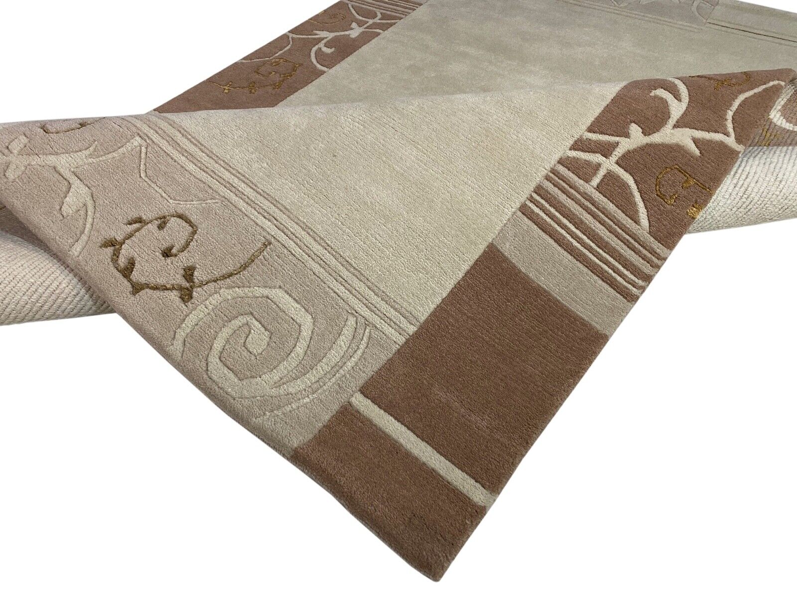 Indo Nepal Teppich Handgeknüpft Beige Braun 170X240 cm Wolle Orientteppich