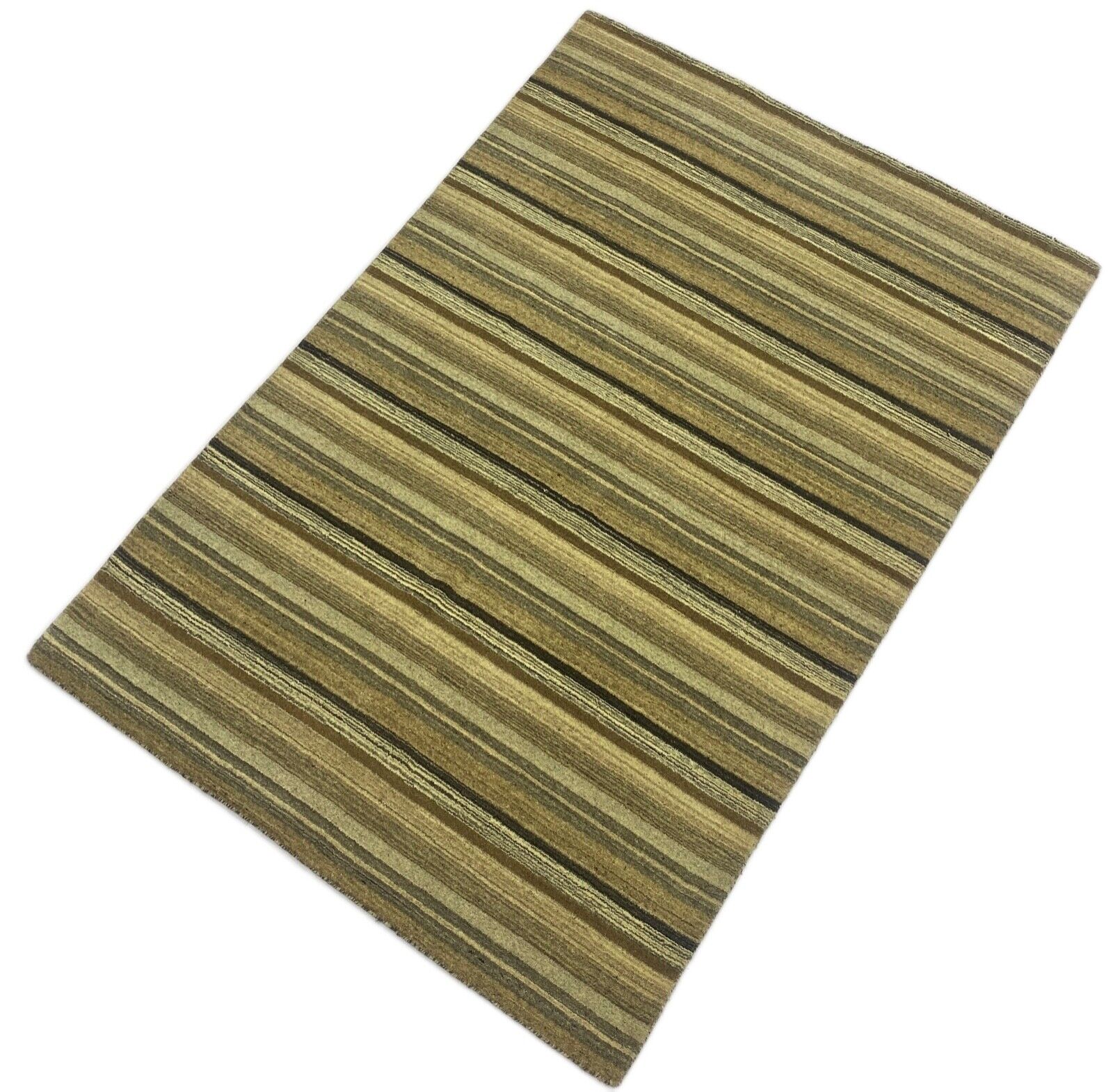 Teppich Gabbeh Beige Braun Grün 100% Wolle loom lori Handgewebt 125x180 cm S29