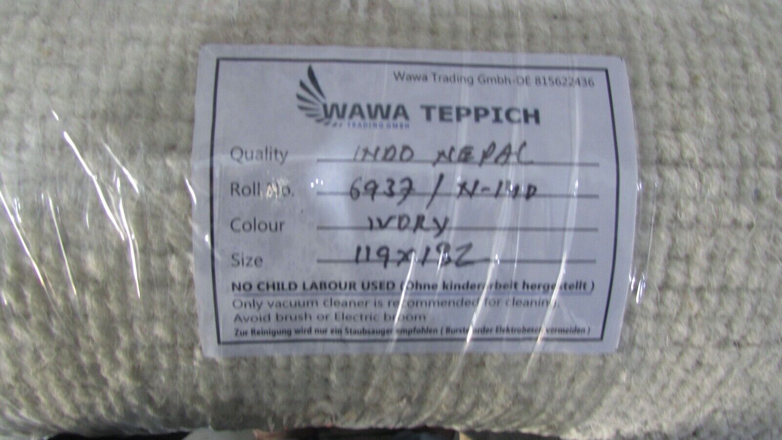 Nepal Teppich Handgeknüpft Beige 100% Wolle Orientteppich 119x182 cm N-140