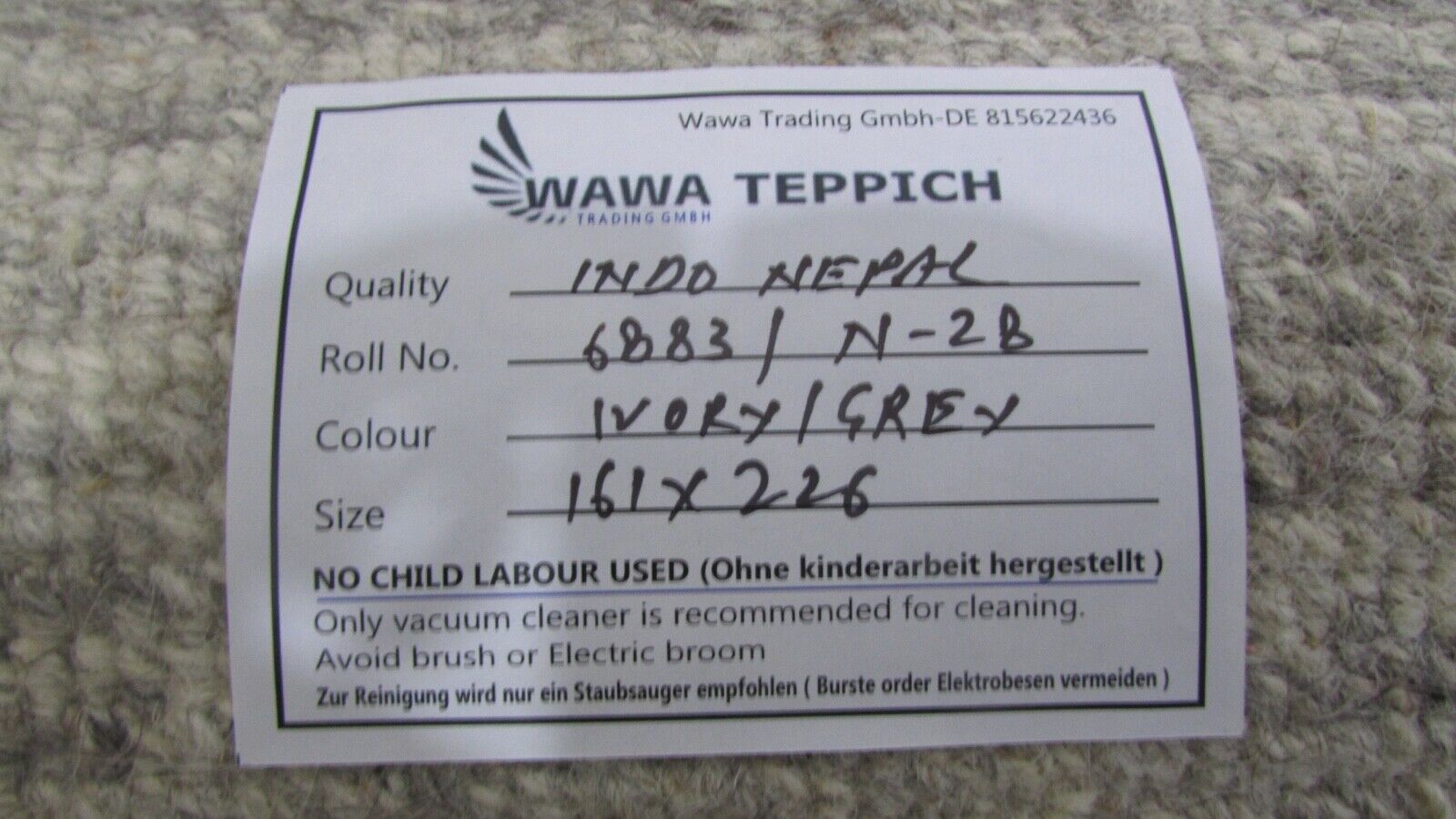 Nepal Teppich Handgeknüpft Beige Braun 100% Wolle Orientteppich 161x226 cm N-28