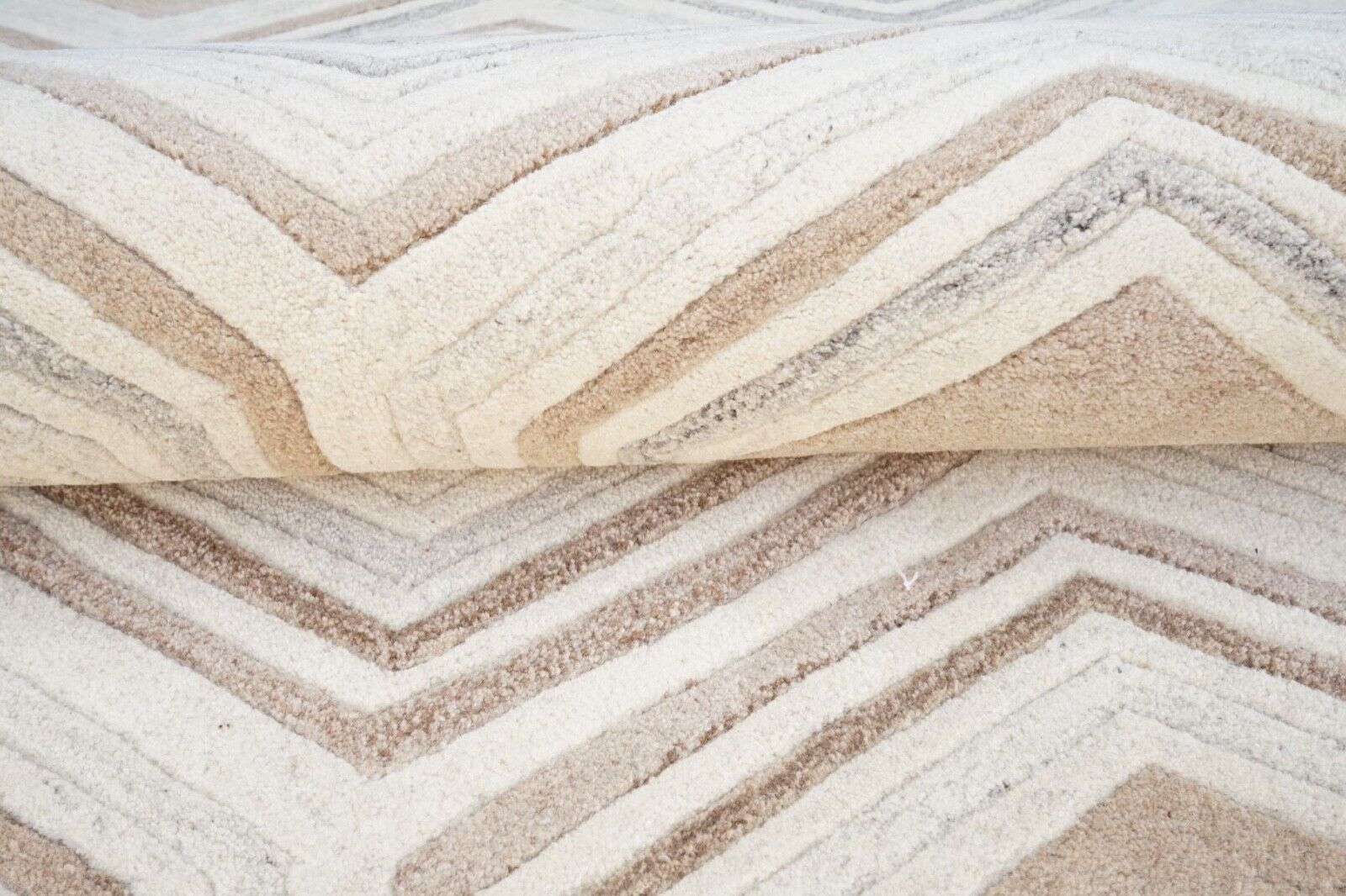 Beige Grau 160X230 cm Teppich 100% Wolle Braun Orientteppich Handgetuftet HT299