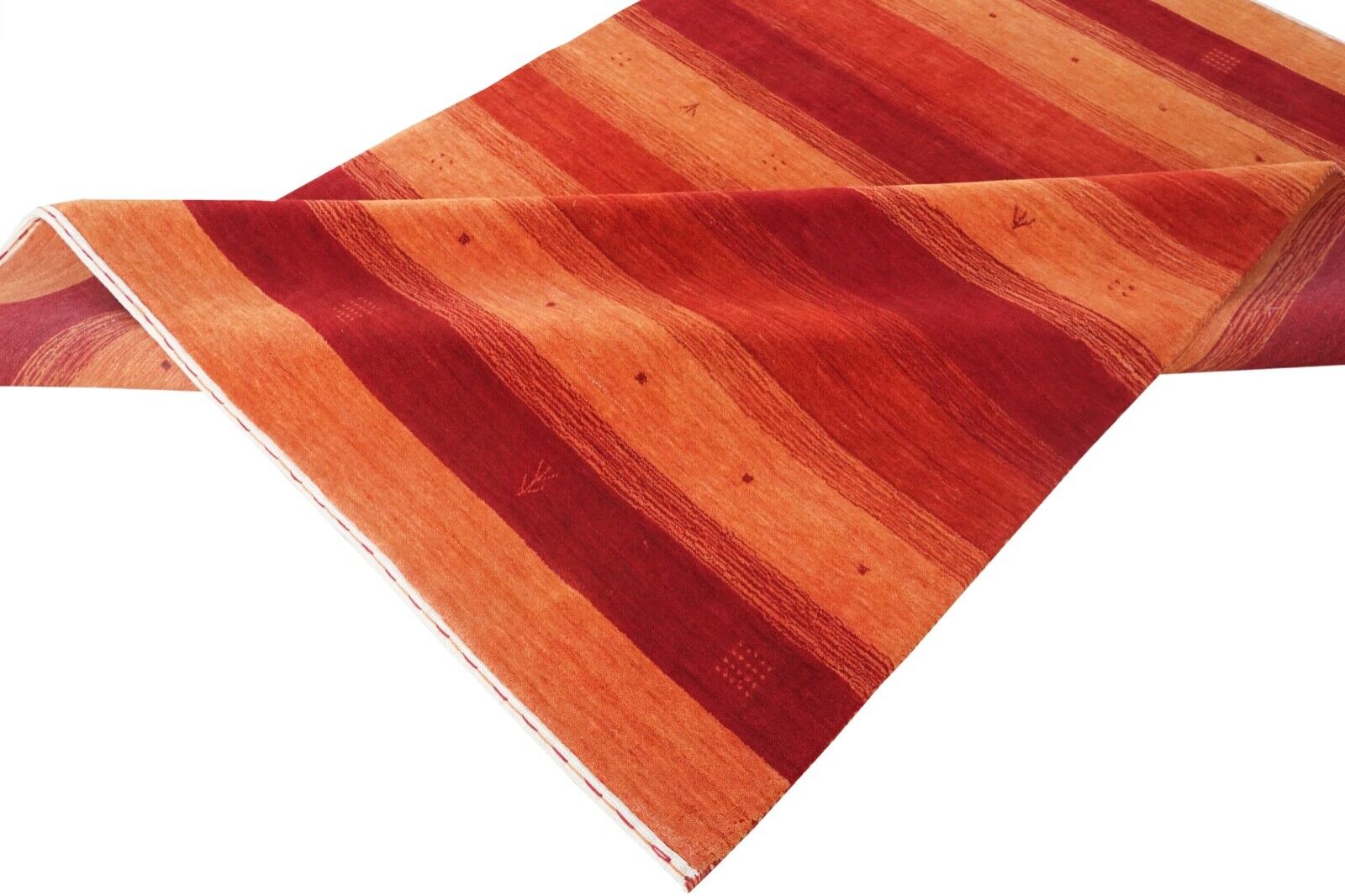 Gabbeh Teppich Rot Orange 100% Wolle 142x198 cm Handgewebt Lori Lr451