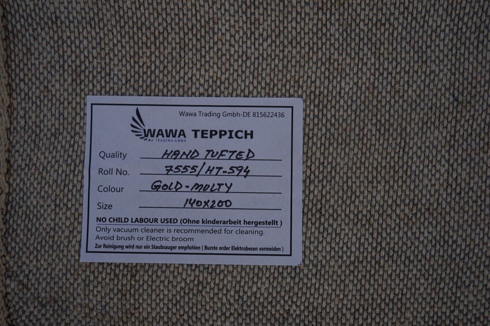 Rot Gold Beige 140X200 cm Teppich 100% Wolle Orientteppich Handgetuftet HT594