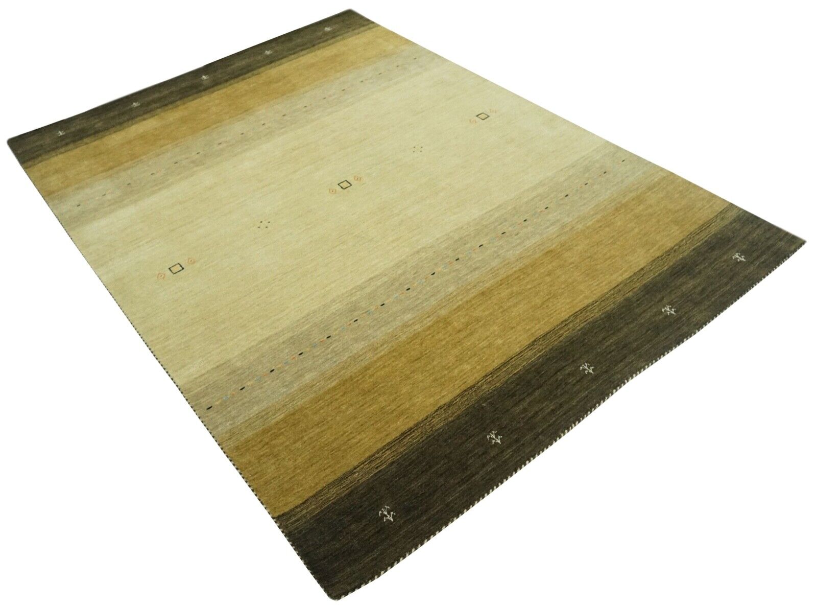 Gabbeh 地毯 米色 黑色 100% 羊毛 170x240 厘米 Lori 织机手工编织 Lr510