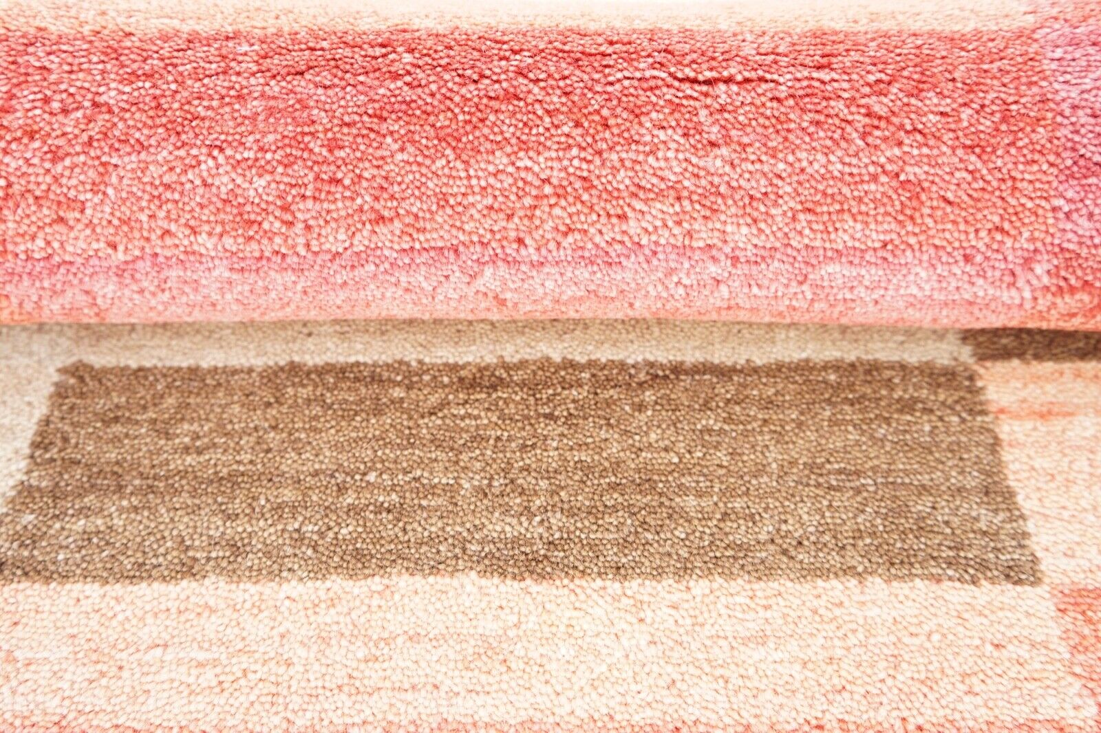 Rot Rosa Beige Braun Teppich 100% Wolle Handgewebt 122X183 cm Lori Buff Lr444