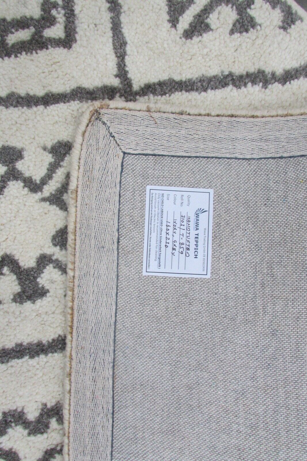 Wohnzimmer marokko Design Handgetuftet Teppich 100% Wolle Beige Grau 160X230 cm