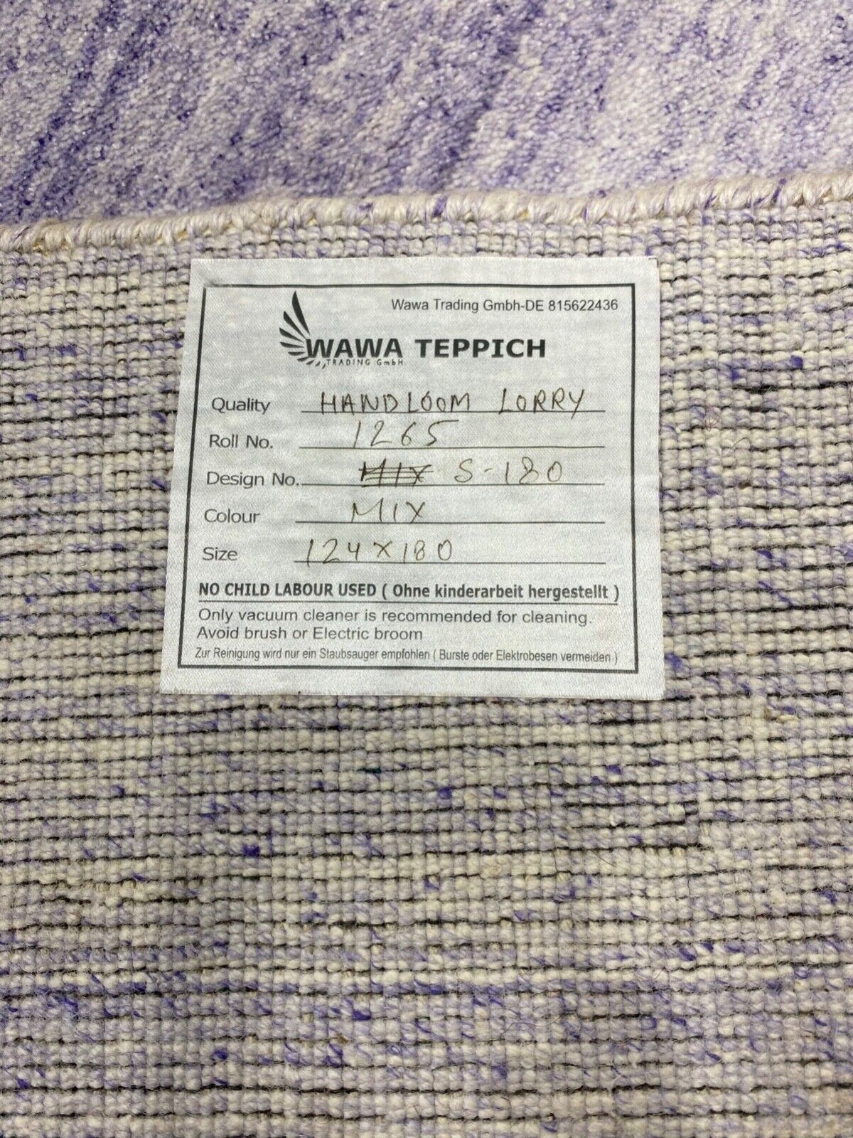 Blue Silver Gabbeh Rug 100% Wool loom lori Handwoven 124x180 cm S180