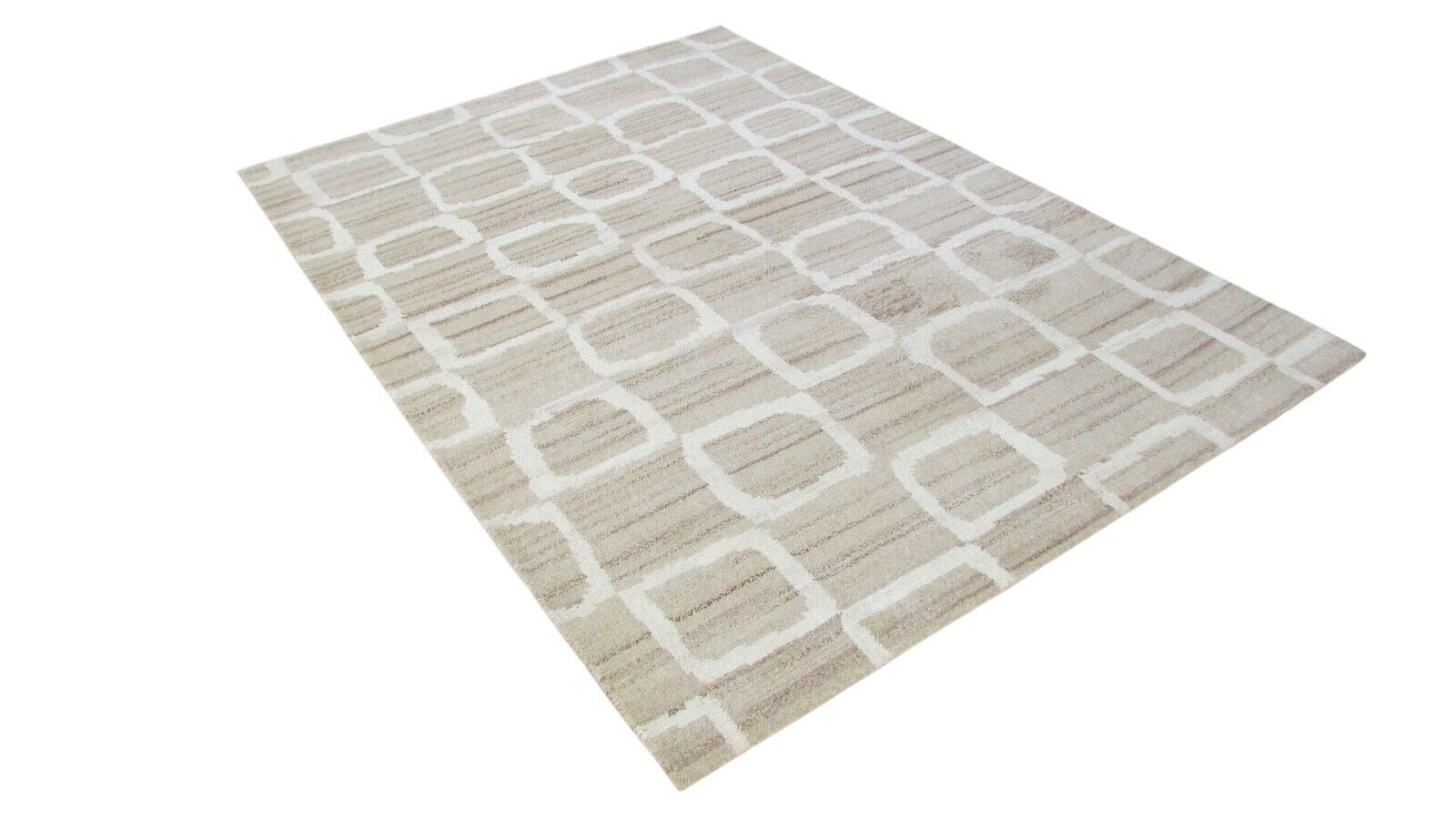 Nepal Teppich Handgeknüpft Beige Grau 100% Wolle Orientteppich 163x228 cm N-82