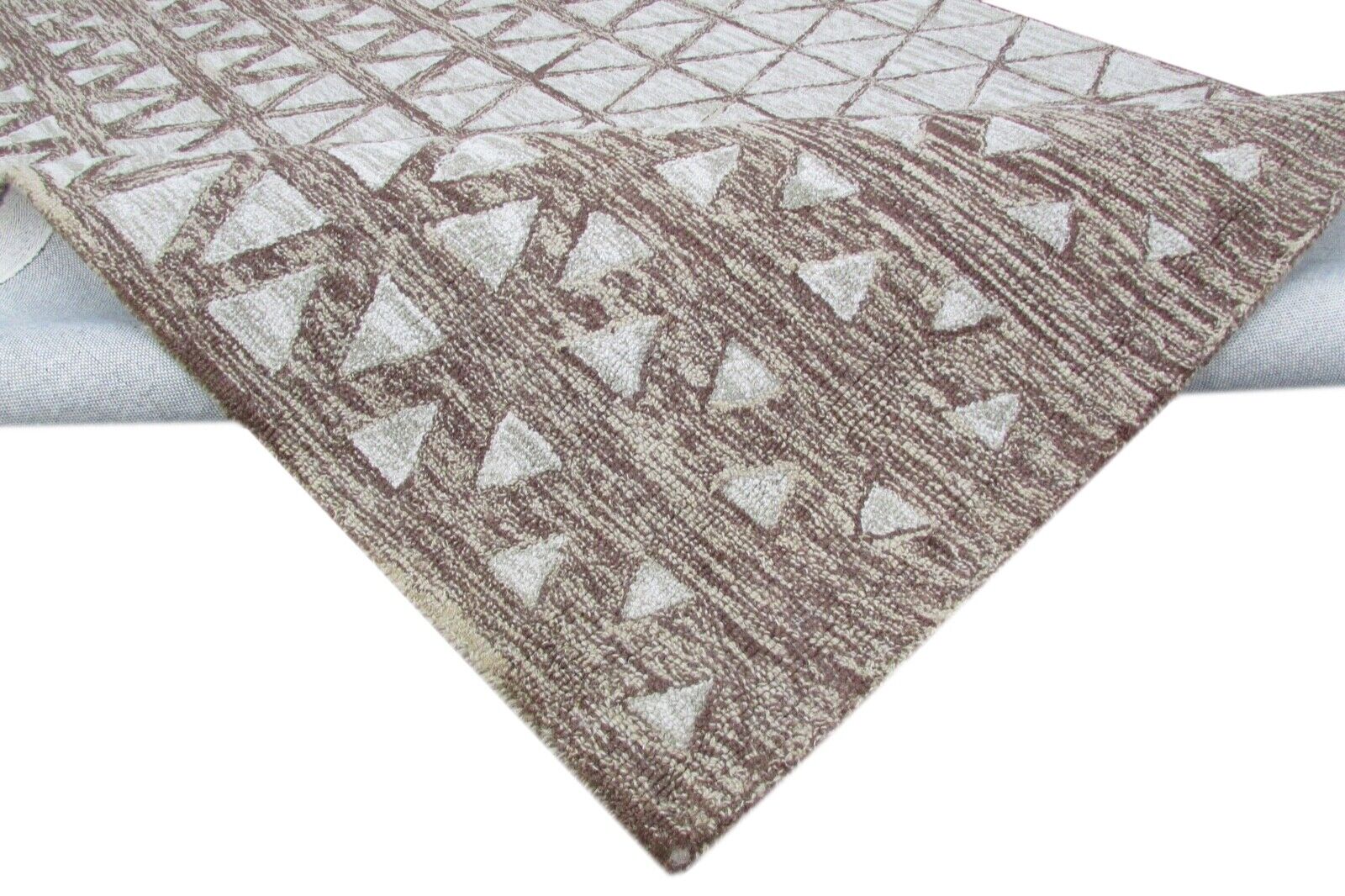 Wohnzimmer Modern Design Braun Teppich 100% Wolle 160X230 cm Handgetuftet T828